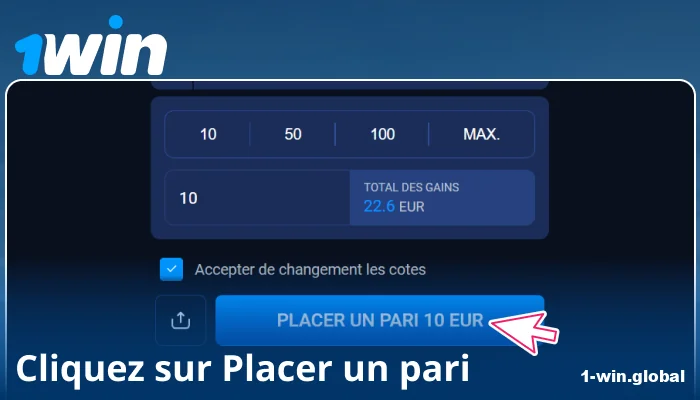 Confirmez votre pari sur 1Win FR