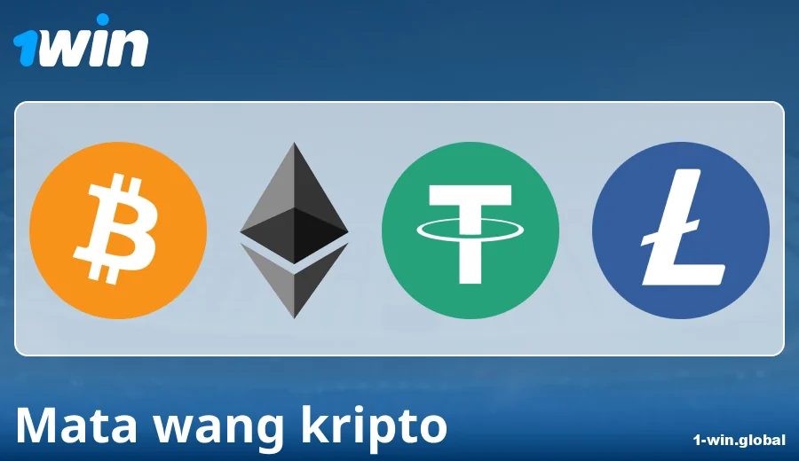 Ciri pembayaran melalui mata wang kripto di 1Win