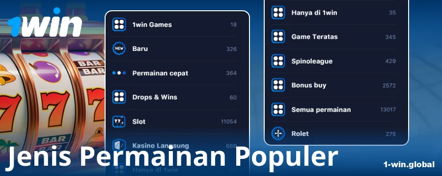 Jenis Permainan di Kasino Online 1Win Indonesia