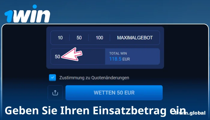 Geben Sie Ihren Einsatz bei 1Win Deutschland ein
