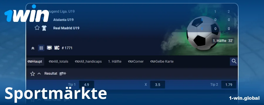 Wettmärkte für Wettende bei 1Win Deutschland