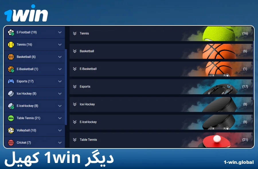 1Win پاکستان بک میکر میں دستیاب کھیلوں کی اقسام
