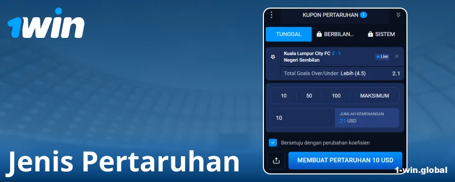 Pertaruhan yang tersedia di 1Win
