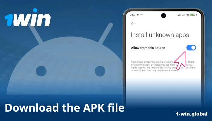 Approve permissions and wait for the 1win APK file