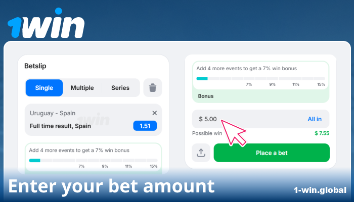 Enter your 1win World Cup bet amount