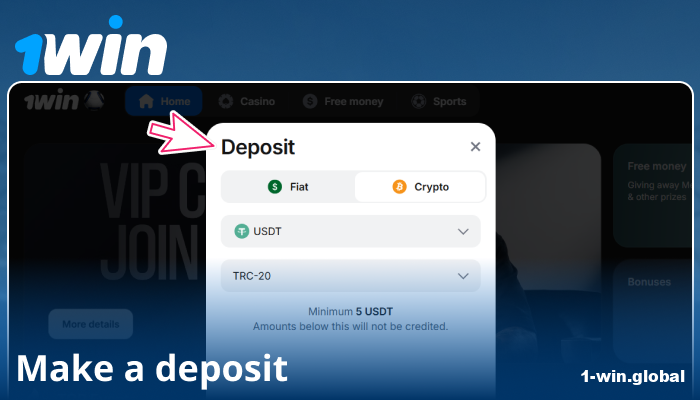 Make a deposit at 1win