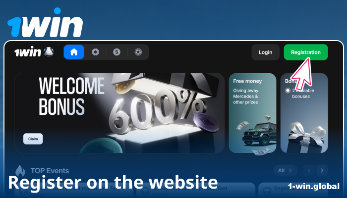 Register on the 1win website