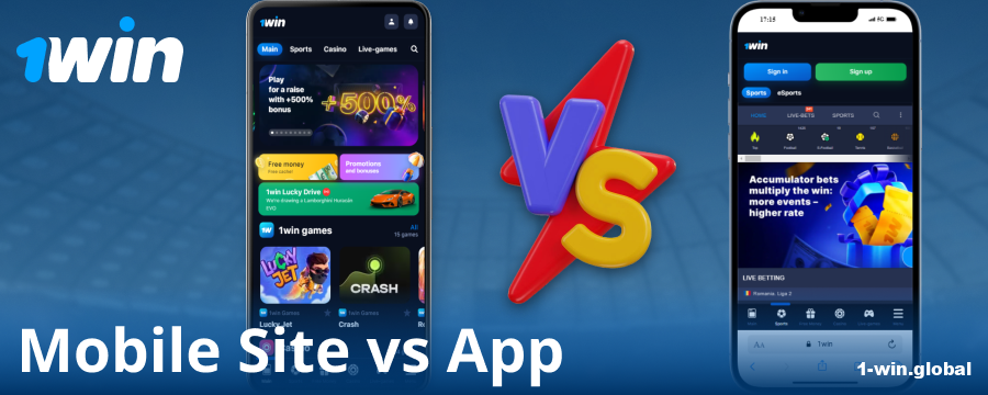 Comparison of the 1Win app and browser